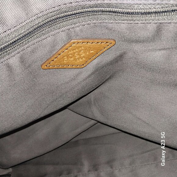 Fossil Womens Multicolor Canvas & Leather Tote Bag With Adjustable Strap & Inter - Picture 4 of 10